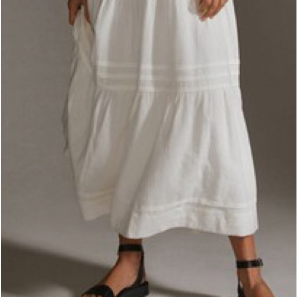 ✨NEW!✨ Anthropologie 🤍 Somerset Linen Edition Creamy White Maxi Dress Size XXSP! - Picture 5 of 6